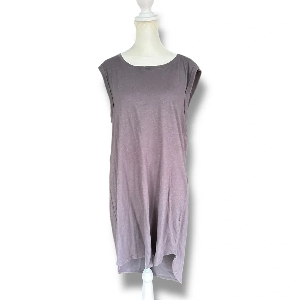 Michael Stars Gray Cotton Rolled Shoulder Sleeveless Shift Mini Dress | Large - Picture 2 of 12